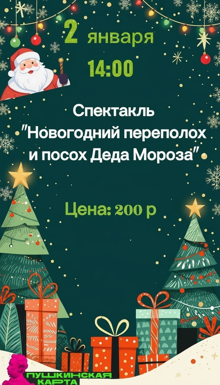 2 января в 14:00 состоится спектакль 
